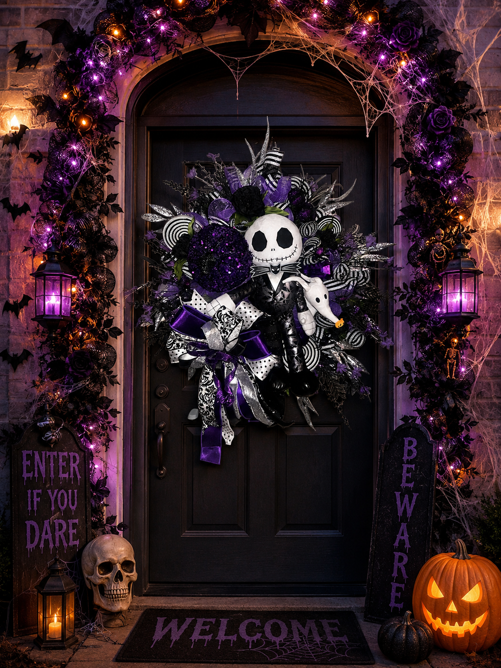 🖤💜 Spooky Purple &amp; Black Halloween Wreath