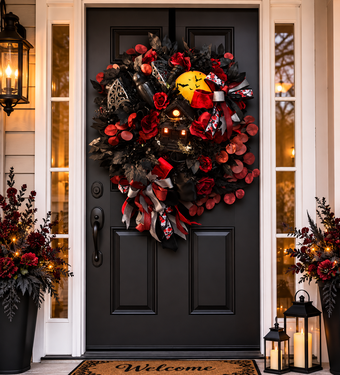 🖤❤️ Gothic Halloween Wreath — One-of-a-Kind Statement Piece 🎃🦇