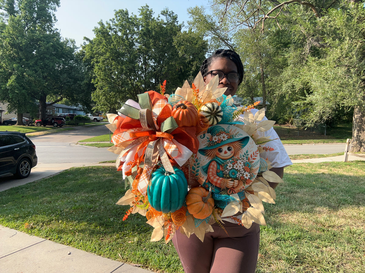 Autumn Scarecrow Pumpkin Wreath