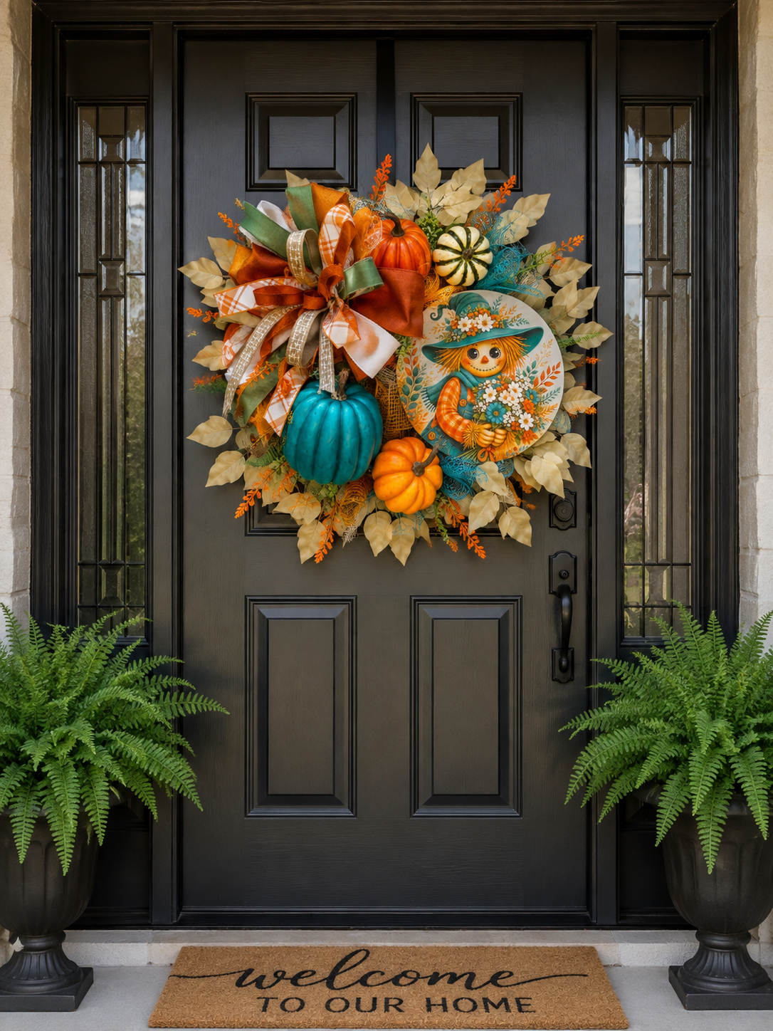 Autumn Scarecrow Pumpkin Wreath